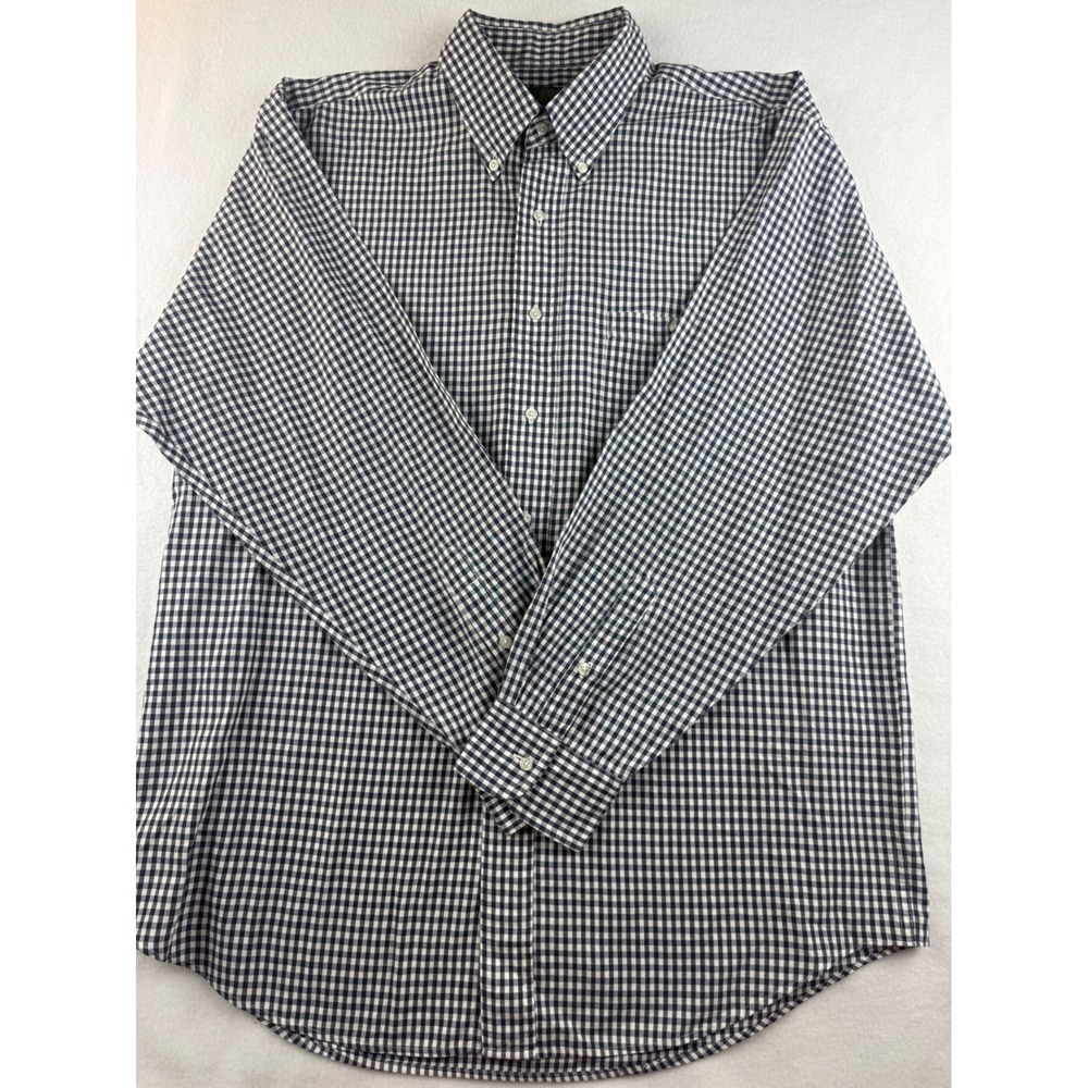 Orvis Men's Long Sleeve Button Down Gingham Plaid Shirt Cotton Blend